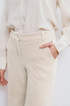 Vila Calças-Calça compridas de veludo cotelê Tostado