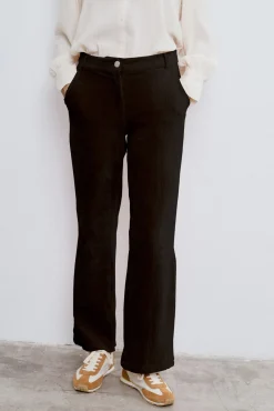 Vila Calças-Calça compridas de veludo cotelê Preto