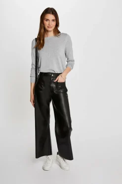 Morgan Calças-Calça de couro sintético Preto