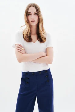 Caroll Calças-Calça de fato com botões Azul