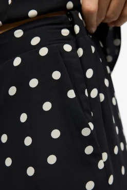 Object Calças-Calça de gaze estampada Preto