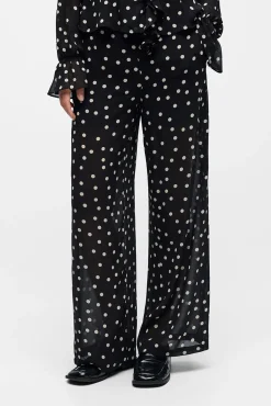 Object Calças-Calça de gaze estampada Preto