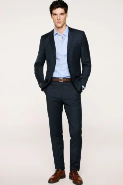 Selected Calças|Calças Clássicas-Calça de terno xadrez slim fit Azul