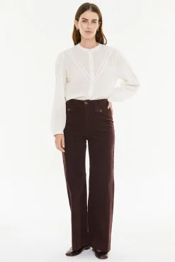 System Action Calças-Calça de veludo cotelê estampado