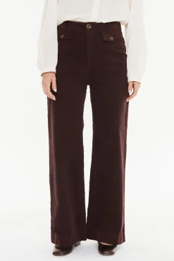 System Action Calças-Calça de veludo cotelê estampado