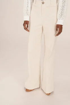 Grace & Mila Calças-Calça de veludo cotelê com bolsos frontais Branco