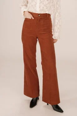 Grace & Mila Calças-Calça de veludo cotelê com bolsos frontais Laranja