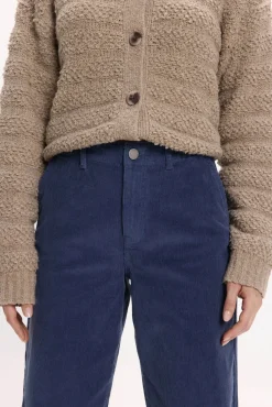 Vila Calças-Calça de veludo cotelê de perna larga Azul