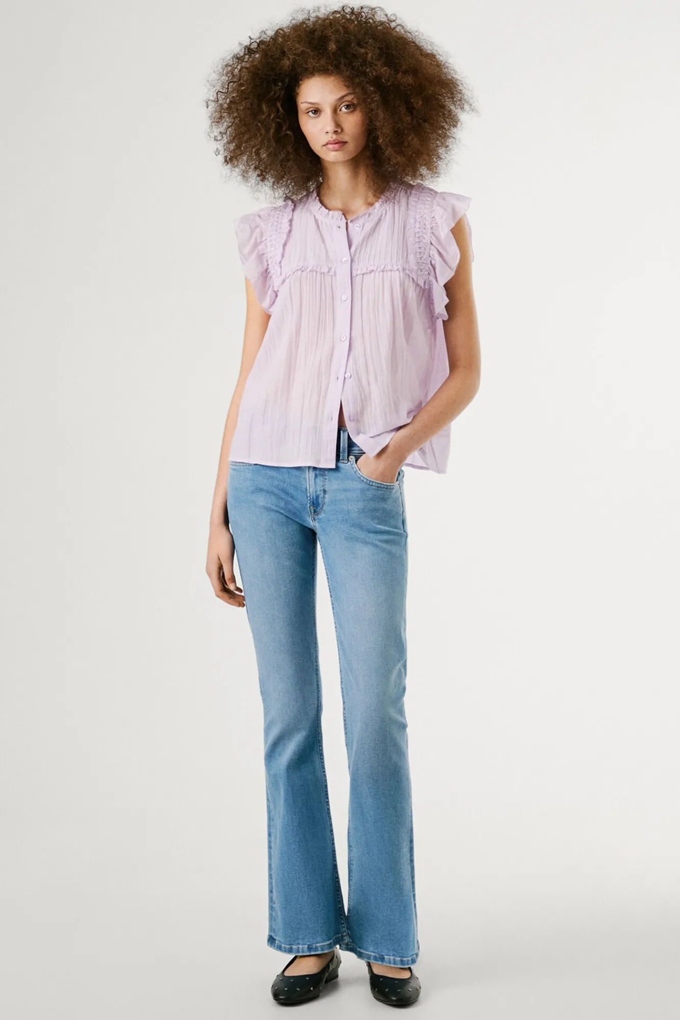 Pepe Jeans Jeans|Calças-Calça denim flare de corte baixo Pimlico azul