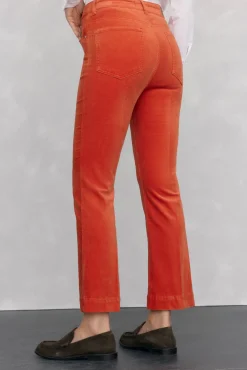 Pedro del Hierro Calças-Calça flare de veludo cropped Laranja