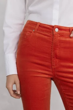 Pedro del Hierro Calças-Calça flare de veludo cropped Laranja