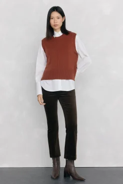 Pedro del Hierro Calças-Calça flare de veludo cropped Marrom