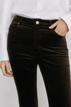 Pedro del Hierro Calças-Calça flare de veludo cropped Marrom