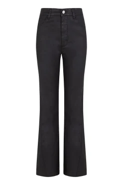 Pedro del Hierro Jeans|Calças-Calça jeans básica cropped flare com efeito couro Preto