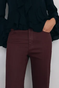 Pedro del Hierro Jeans|Calças-Calça jeans básica cropped flare com efeito couro Bordeaux