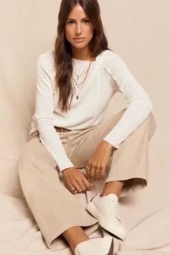 Slowlove Jeans|Calças-Calça jeans com abertura baixa Ecru