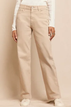 Slowlove Jeans|Calças-Calça jeans com abertura baixa Ecru