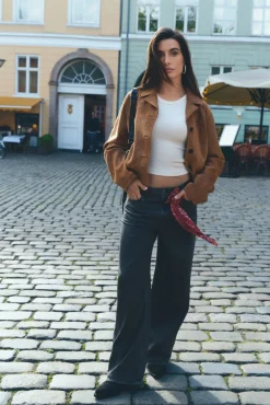 Springfield Jeans-Calça jeans com tachas largas preto