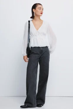 Springfield Jeans-Calça jeans com tachas largas preto