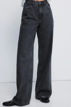 Springfield Jeans-Calça jeans com tachas largas preto