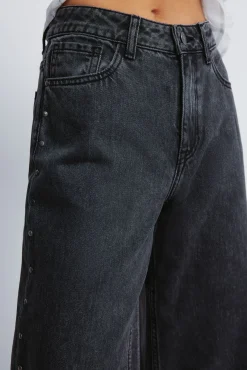 Springfield Jeans-Calça jeans com tachas largas preto