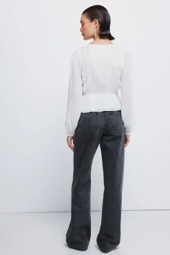 Springfield Jeans-Calça jeans com tachas largas preto