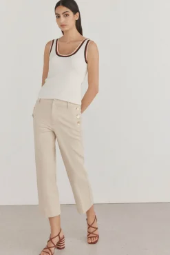 Pedro del Hierro Jeans|Calças-Calça jeans cropped de perna larga Beige
