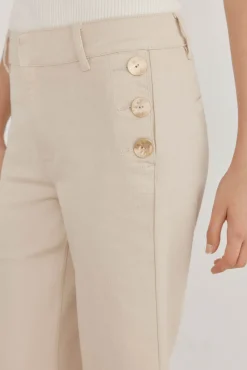 Pedro del Hierro Jeans|Calças-Calça jeans cropped de perna larga Beige