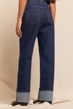 Slowlove Jeans|Calças-Calça jeans enrolada Azul