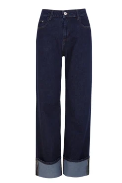 Slowlove Jeans|Calças-Calça jeans enrolada Azul