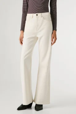 Pepe Jeans Jeans-Calça jeans flare de corte alta bege