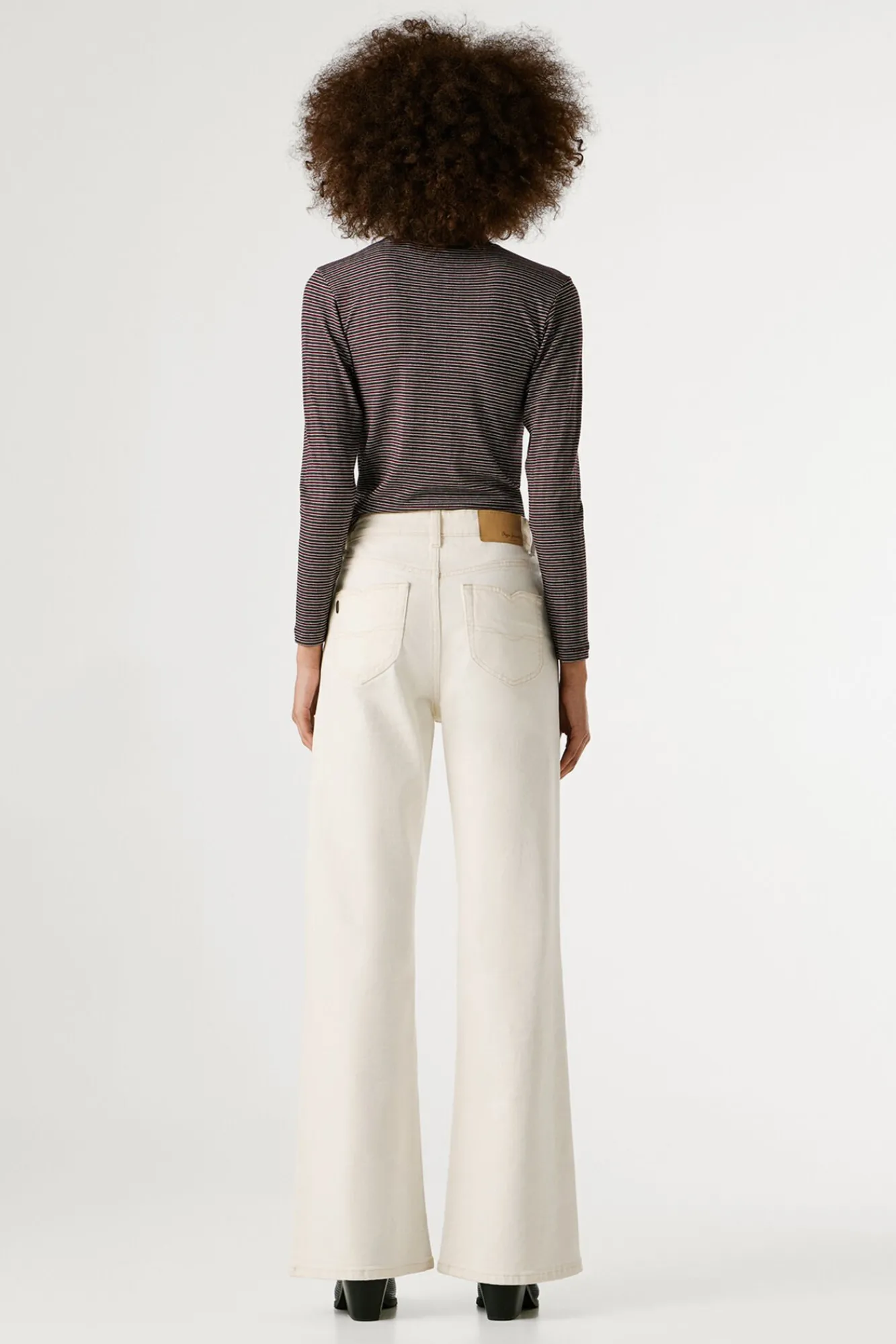 Pepe Jeans Jeans-Calça jeans flare de corte alta bege