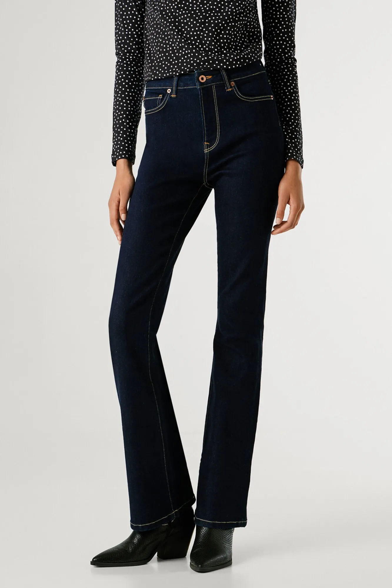 Pepe Jeans Jeans-Calça jeans flare de corte alta azul