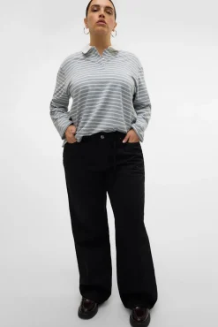 Vero Moda Curve Jeans|Calças-Calça jeans larga tamanho grande Preto