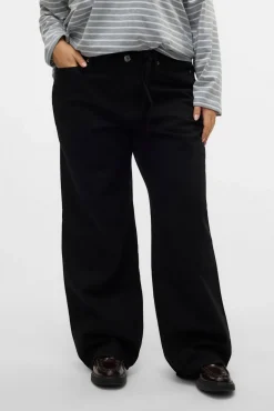 Vero Moda Curve Jeans|Calças-Calça jeans larga tamanho grande Preto