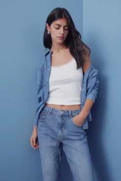 Springfield Jeans-calça jeans mamãe azul