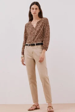 Cortefiel Jeans|Calças-calça jeans mamãe Castanho