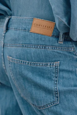 Cortefiel Jeans|Calças-Calça jeans palazzo longa Azul