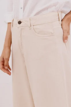 Cortefiel Calças|Jeans-Calça jeans palazzo longa Ecru