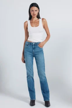 Springfield Jeans-Calça jeans reta com tachas azul