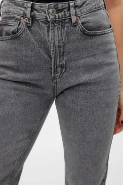 Vero Moda Jeans|Calças-Calça jeans reta de cintura alta Cinzento