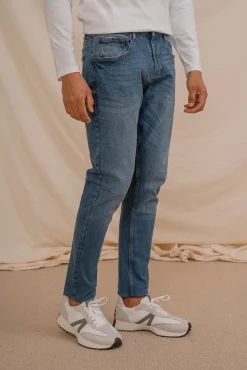 Celopman Calças-Calça Jeans Slim Básica azul