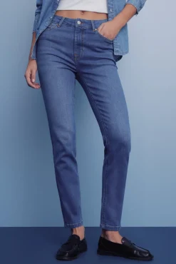 Springfield Jeans-Calça jeans slim cropped azul