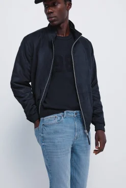 Springfield Jeans-Calça jeans slim fit com lavagem média azul