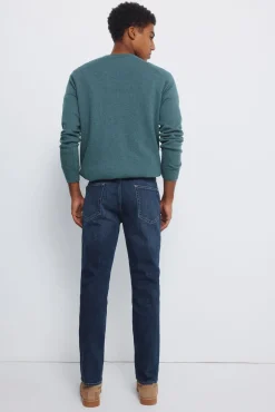 Springfield Jeans-Calça jeans slim fit com lavagem escura média azul