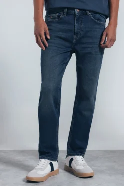 Springfield Jeans-Calça jeans slim fit de malha denim azul