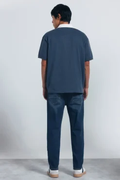 Springfield Jeans-Calça jeans slim fit de malha denim azul