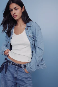 Springfield Jeans-Calça jeans super larga azul