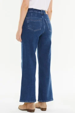 Systemaction Jeans|Calças-Calça largas com bolsos debrum azul