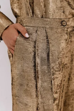 Cortefiel Calças-Calça palazzo dourada Dourado